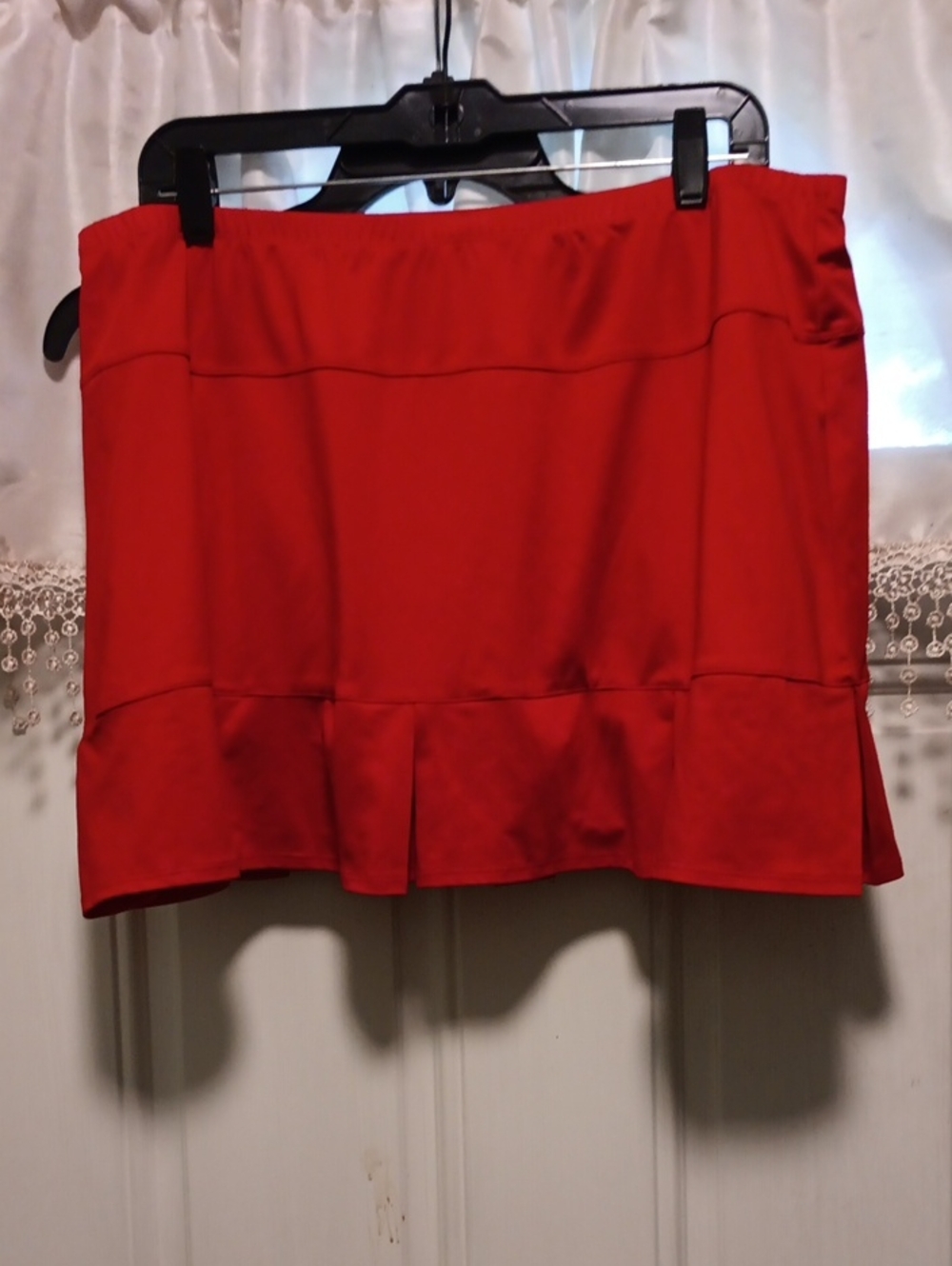 Red Ruffle Hem Mini Skort